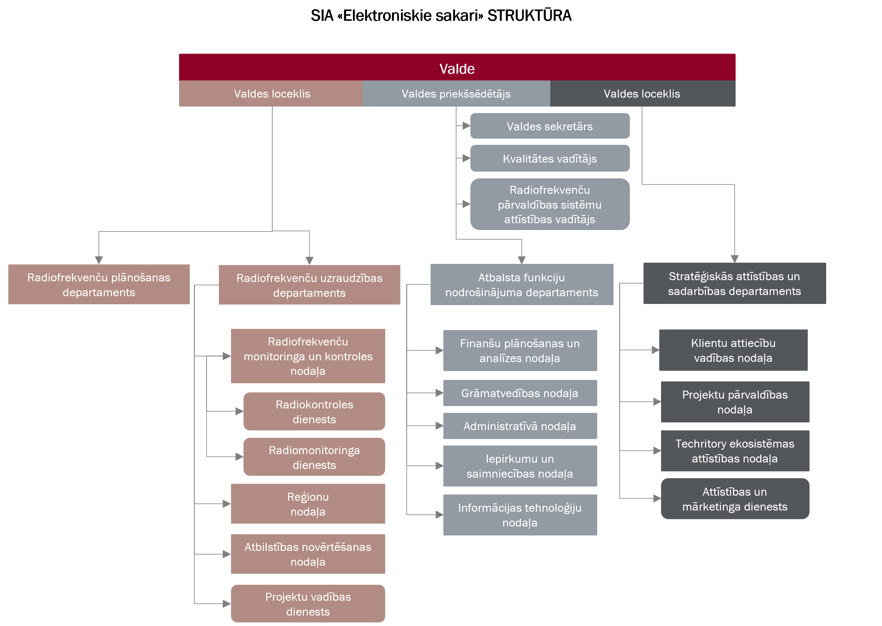 SIA Elektroniskie sakari struktūra