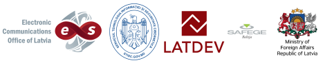Logos of the Electronic Communications Office of Latvia, Moldova’s Information Technology and Cyber Security Service, LATDEV, SAFEGE Baltija, and the Ministry of Foreign Affairs of Latvia